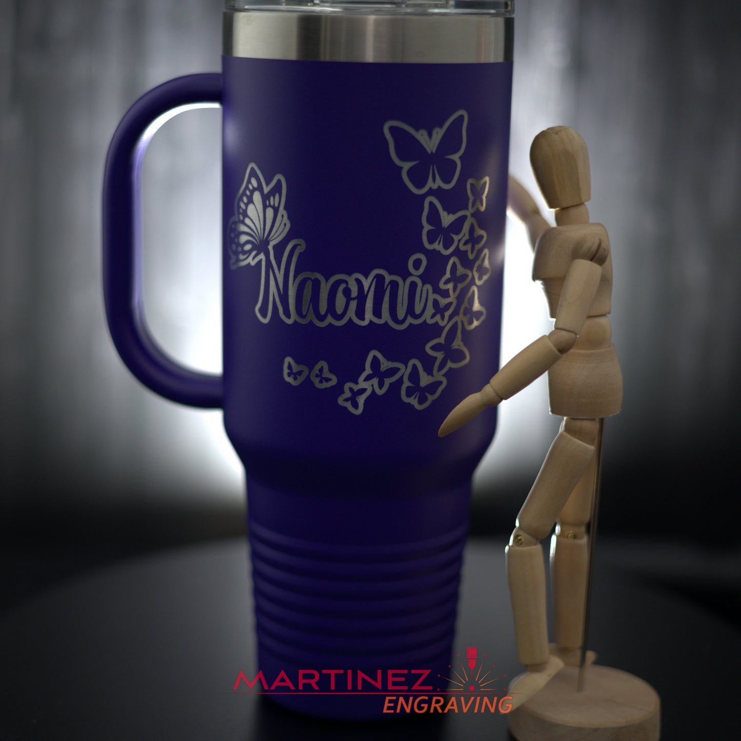 Custom Engraved 40 oz Travel Mug with Straw
