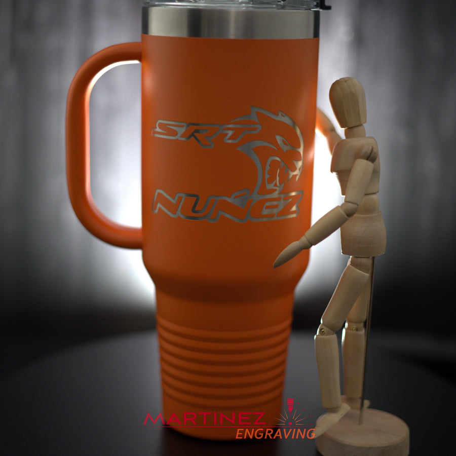 Custom Engraved 40 oz Travel Mug with Straw