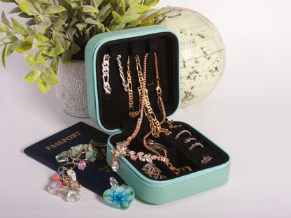 Personalized Travel Jewelry Box with Birth Flower Month